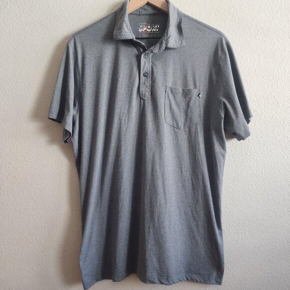 Marine Layer Polo Shirt Mens Large Gray Weekend Sport Performance Stretch Pocket - Picture 1 of 6
